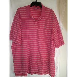 Ralph Lauren Polo‎ Golf Pink Striped Performance Polo Shirt XL Classic Fit